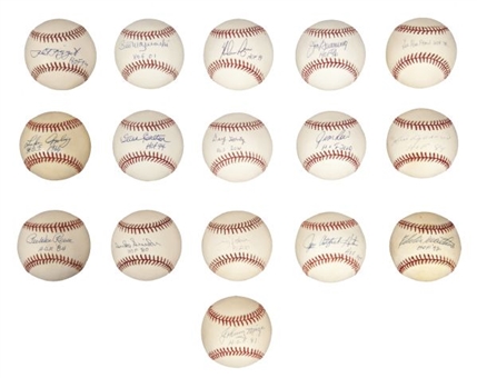 Hall of Famer Single Signed Baseball Collection of 16 Baseballs – All JSA and PSA/DNA 